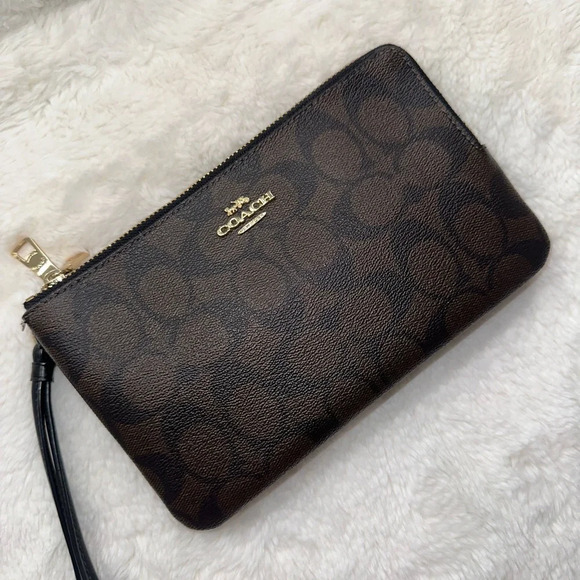 COACH SIGNATURE DOUBLE ZIPPER WRISTLET/ WALLET - Picture 5 of 7